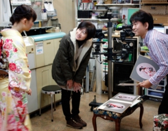 振袖　成人式の前撮り撮影風景