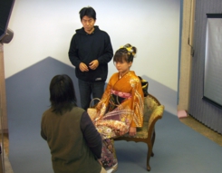 振袖　成人式前撮り撮影風景