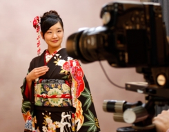 振袖　前撮り　成人式記念撮影風景